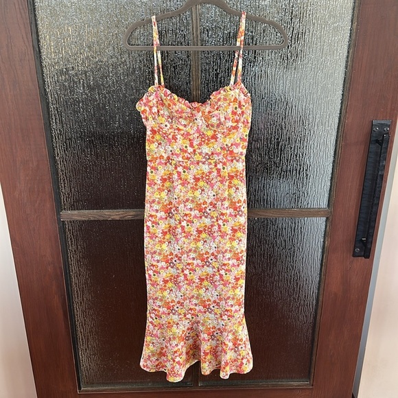 HUTCH Selene Floral Bustier Midi Dress Sweetheart Ditsy Floral Print | Small - Picture 5 of 11